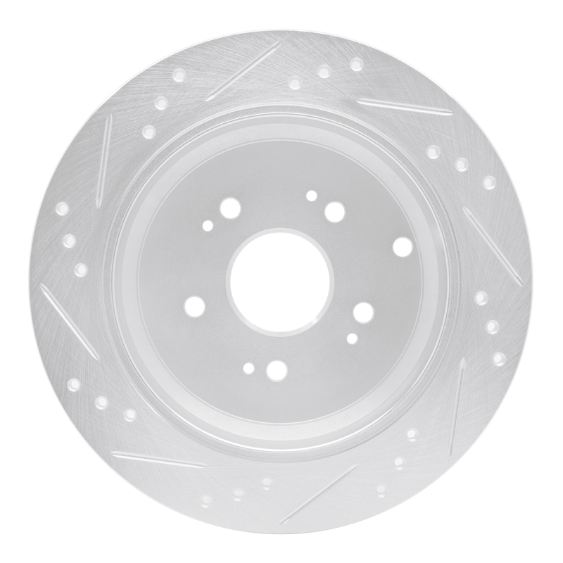 Acura RDX Brake Rotor (1) - Rear Right - R1 Concepts - Drilled & Slotted - Silver - `05-`18